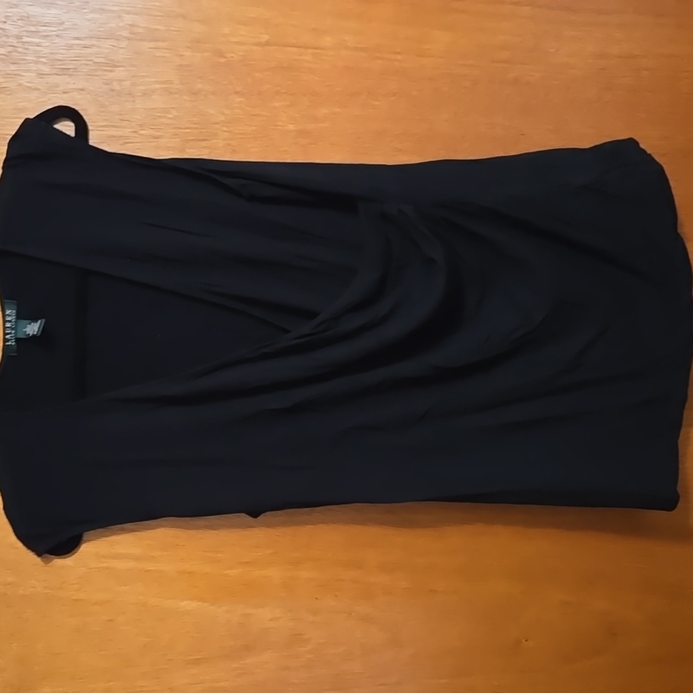 Lauren Ralph Lauren Black Asymmetrical Draped Blouse